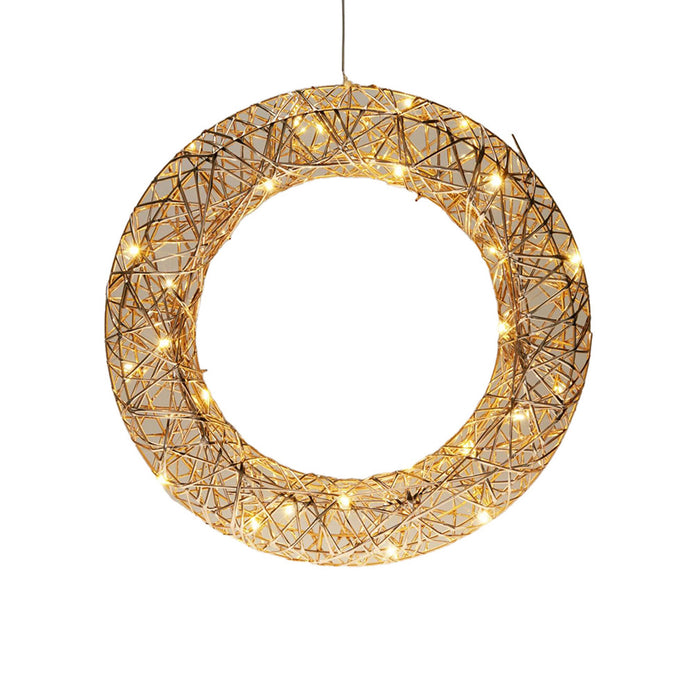 Corona navideña oro champagne 30 luces LED blancas cálidas Ø40cm