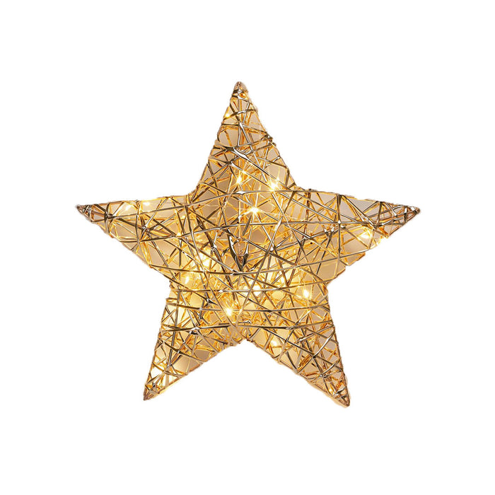 Estrella navideña oro champagne 20 LED blanco cálido 30x8x30cm