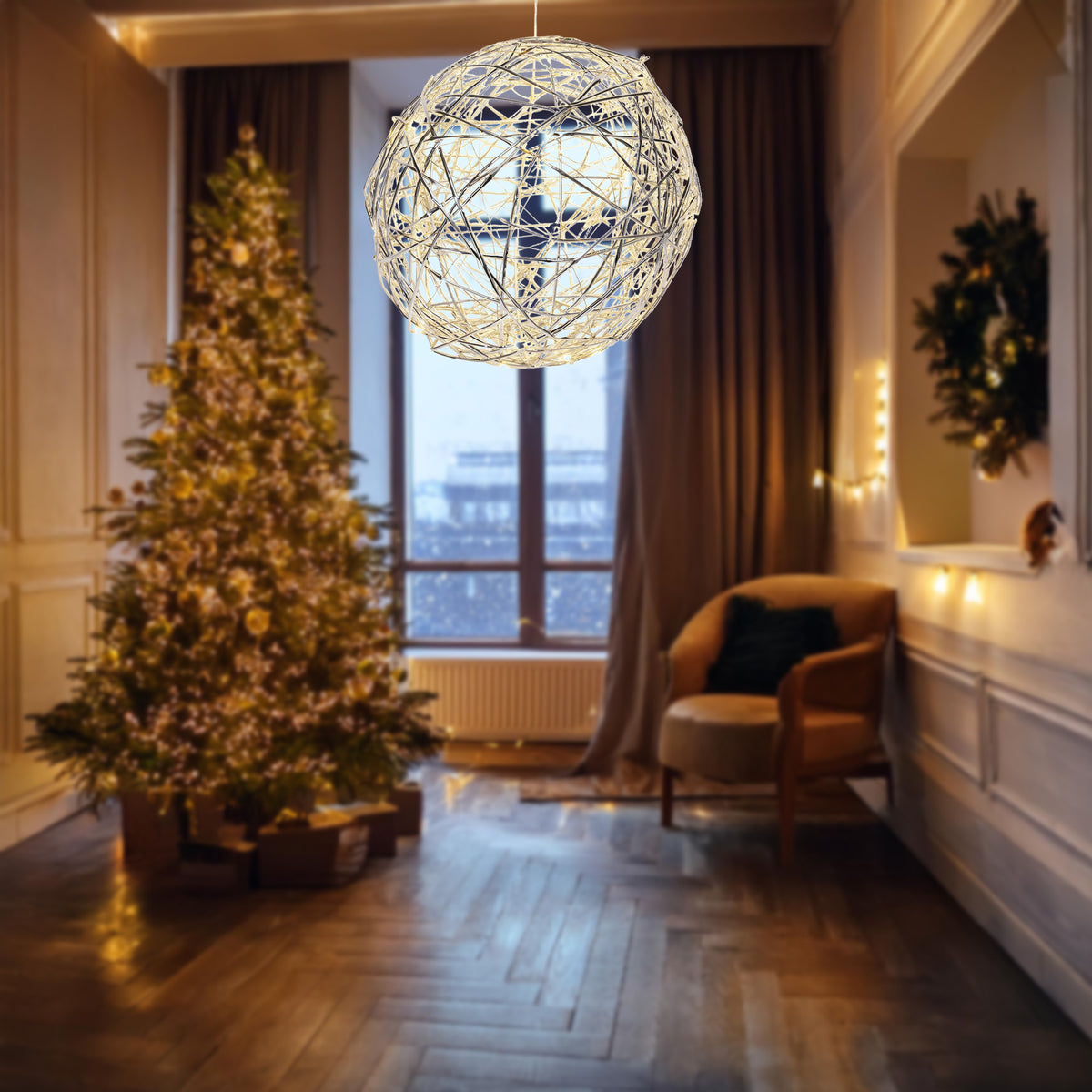 Bola navideña luminosa 40 luces LED blanco cálido Ø25cm (3)
