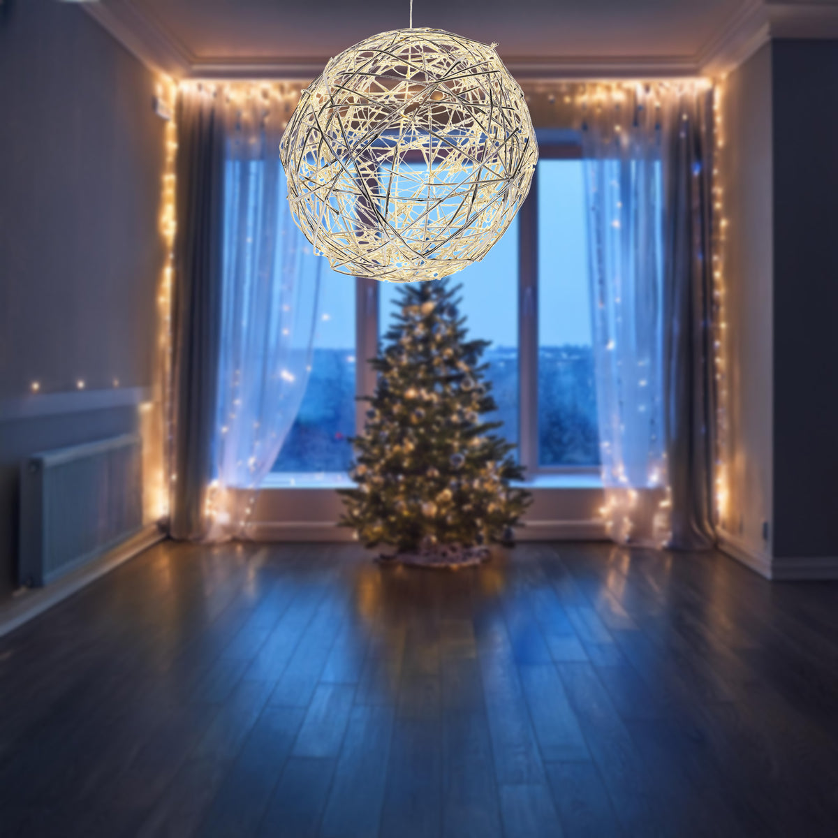 Bola navideña luminosa 40 luces LED blanco cálido Ø25cm (4)