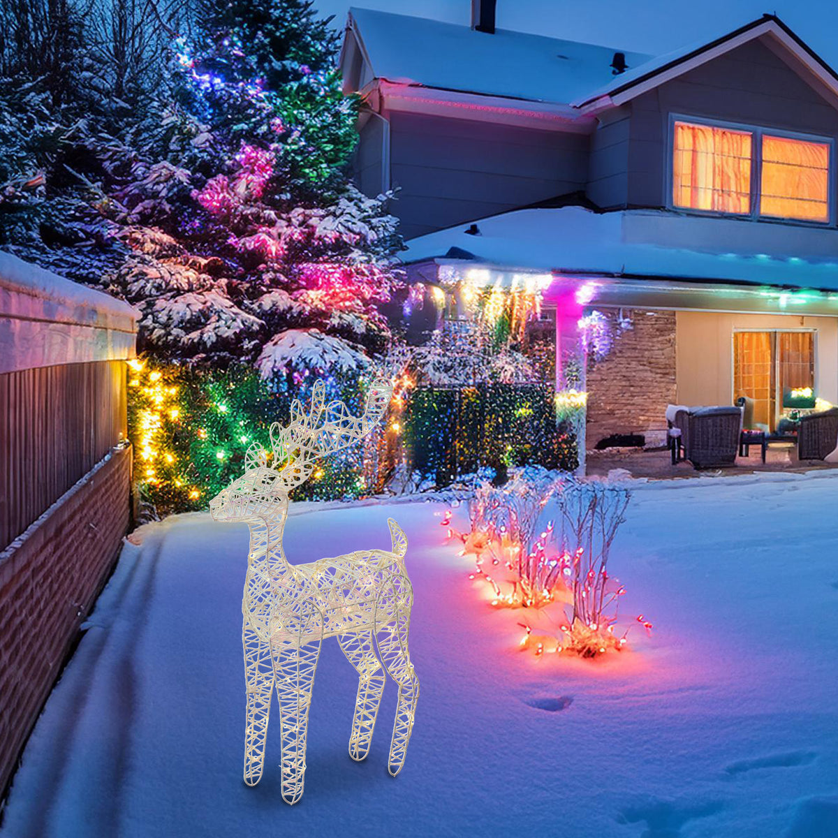 Reno luminoso navideño color blanco 60 luces LED 36x14x60cm (3)
