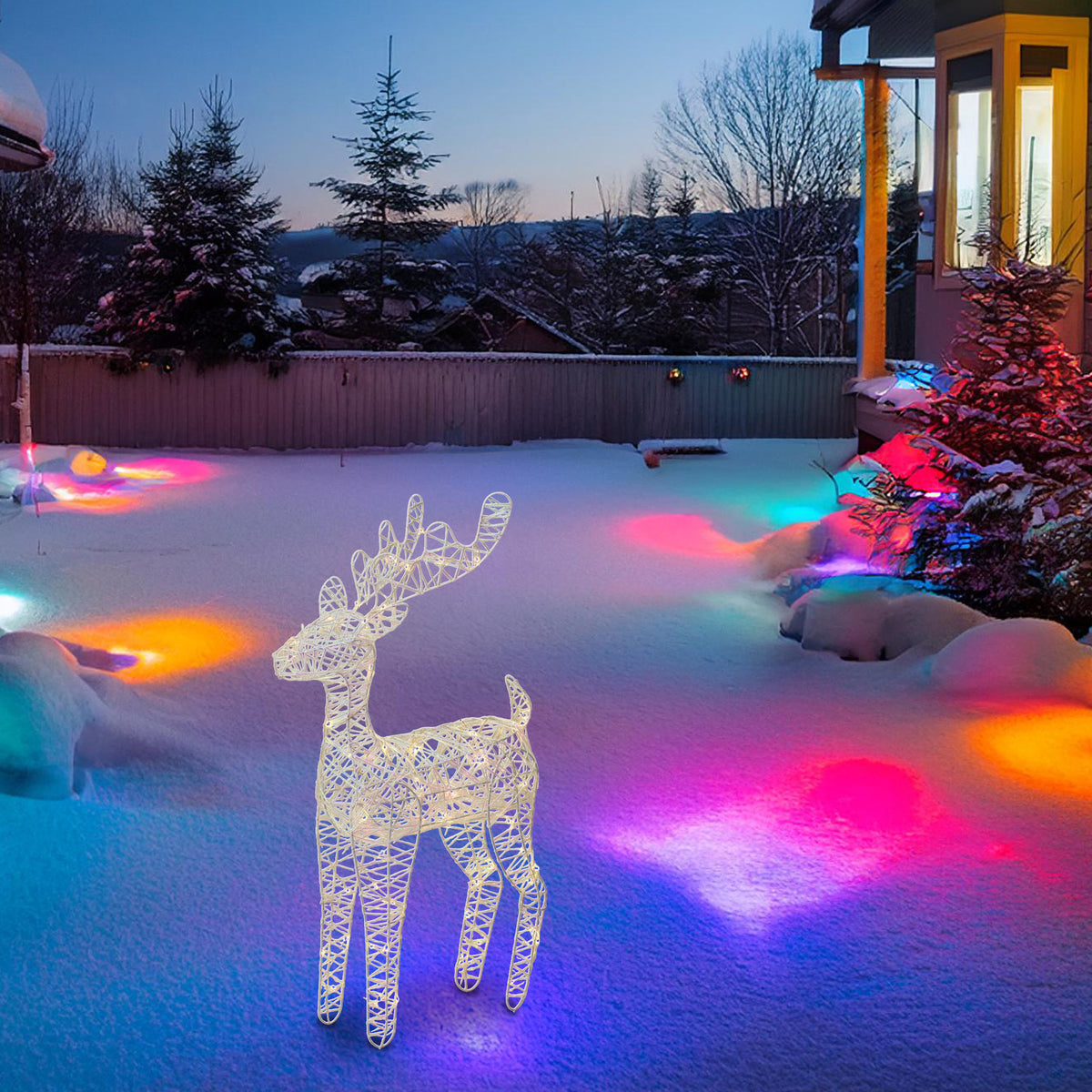 Reno luminoso navideño color blanco 60 luces LED 36x14x60cm (4)
