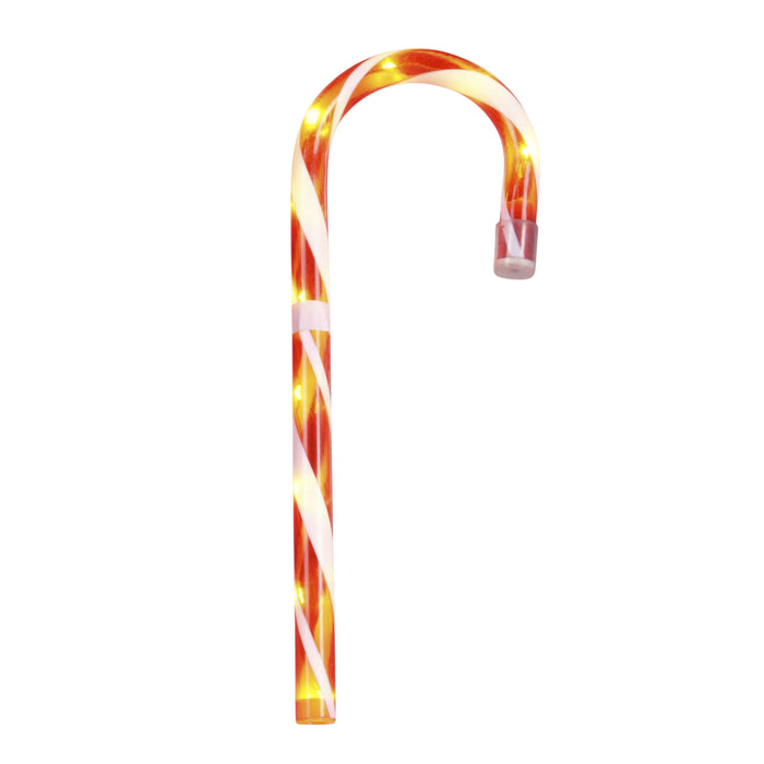 Bastón de caramelo navideño con luces LED 120cm rojo y blanco