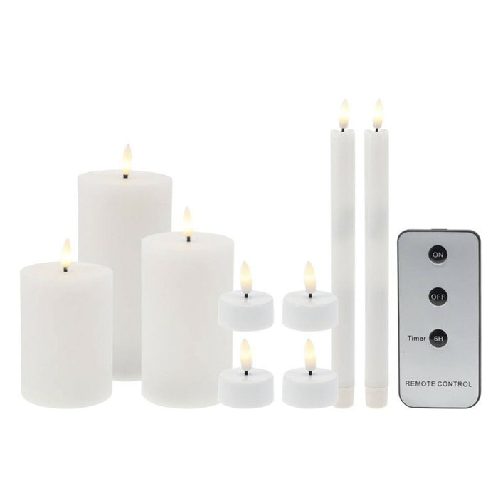 Juego 9 velas LED tamaños diferentes con mando a distancia