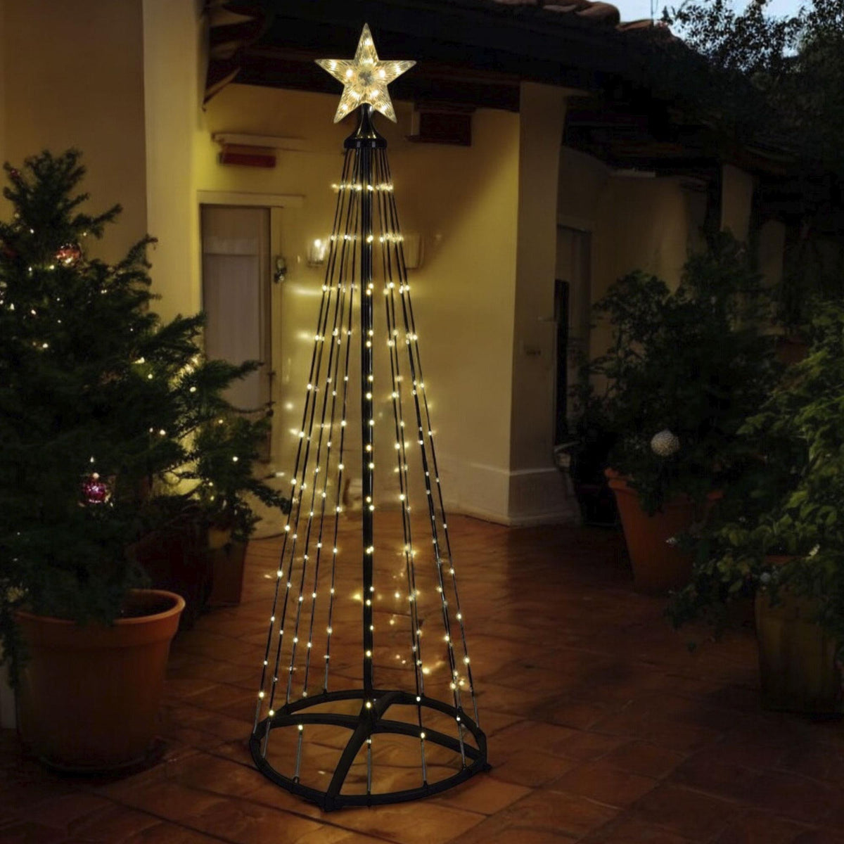 Árbol de Navidad 370 luces LED blanco cálido H.210cm 70x70x210cm (3)