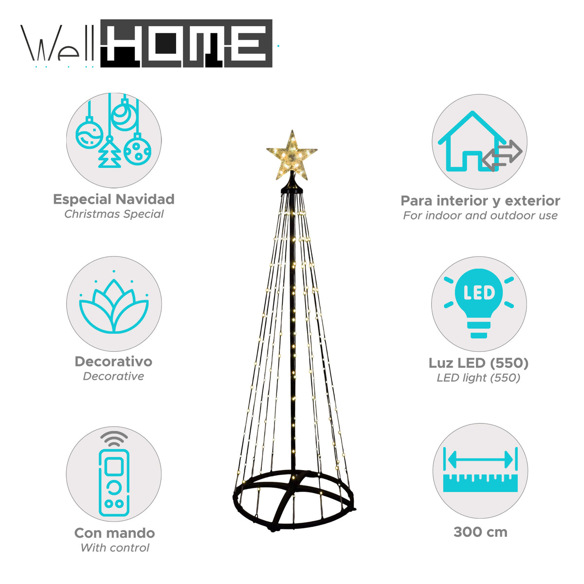 Árbol de Navidad 300cm 550 LED cálido mando a distancia (2)