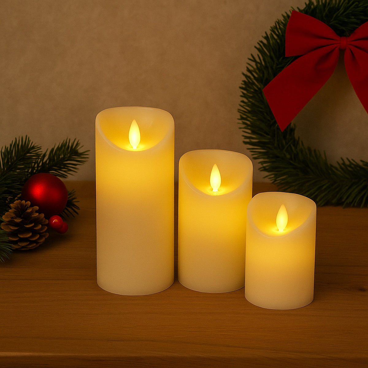 Set 3 velas LED efecto cera llama oscilante con mando (4)