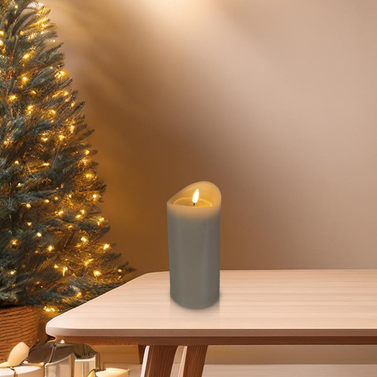 Vela LED efecto gelatina color gris Ø9x20cm (4)