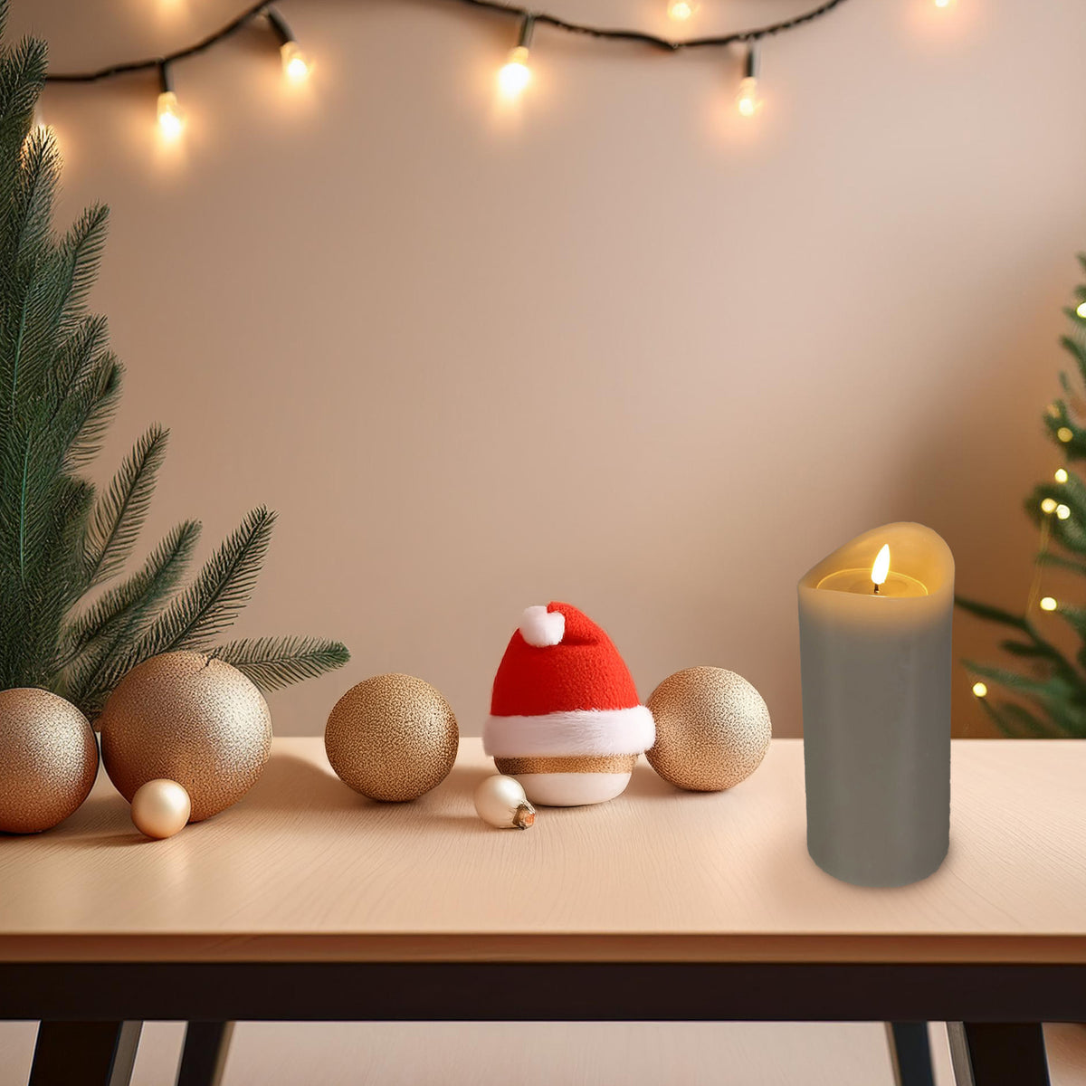 Vela LED efecto gelatina color gris Ø9x20cm (5)