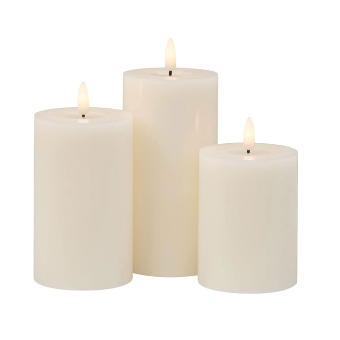 Set 3 velas LED de cera con temporizador diseño rústico crema