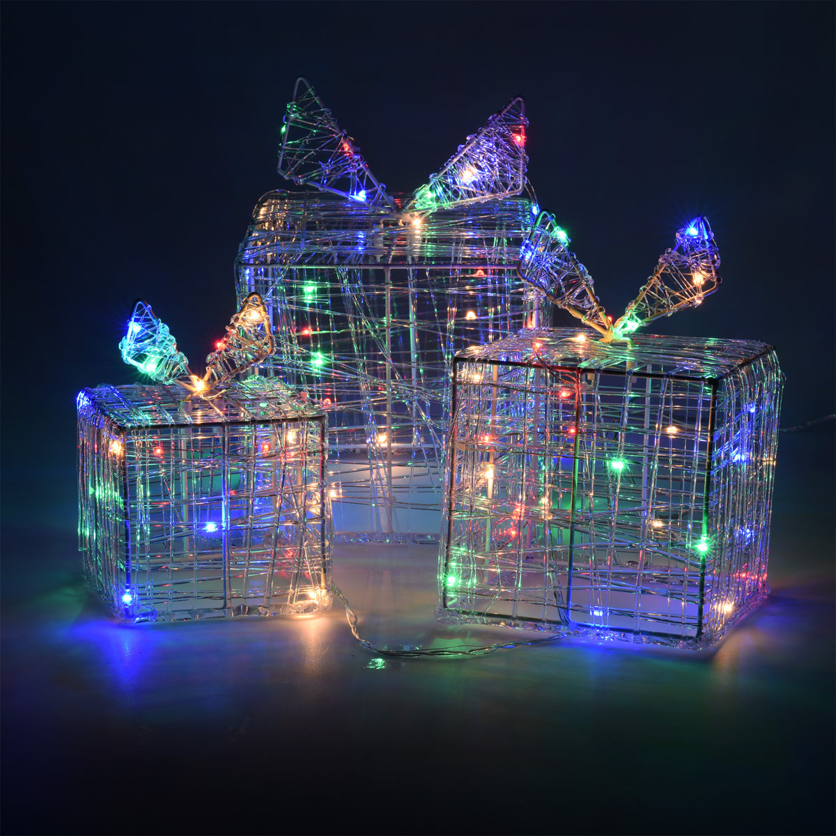 Juego 3 cajas de regalo luminosas 90 micro LEDs multicolores (4)