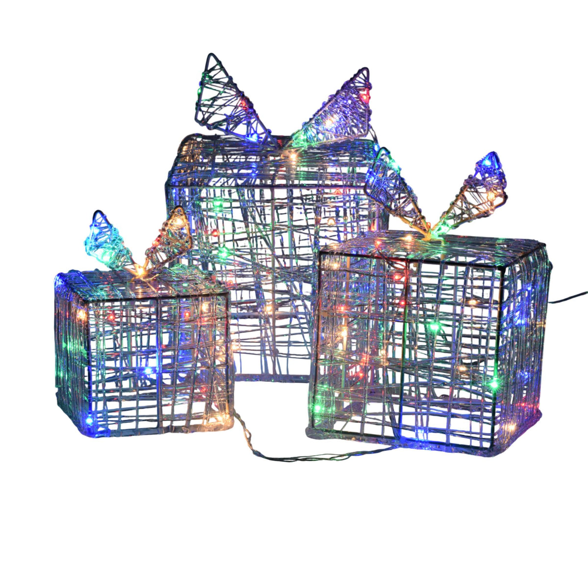 Juego 3 cajas de regalo luminosas 90 micro LEDs multicolores (5)