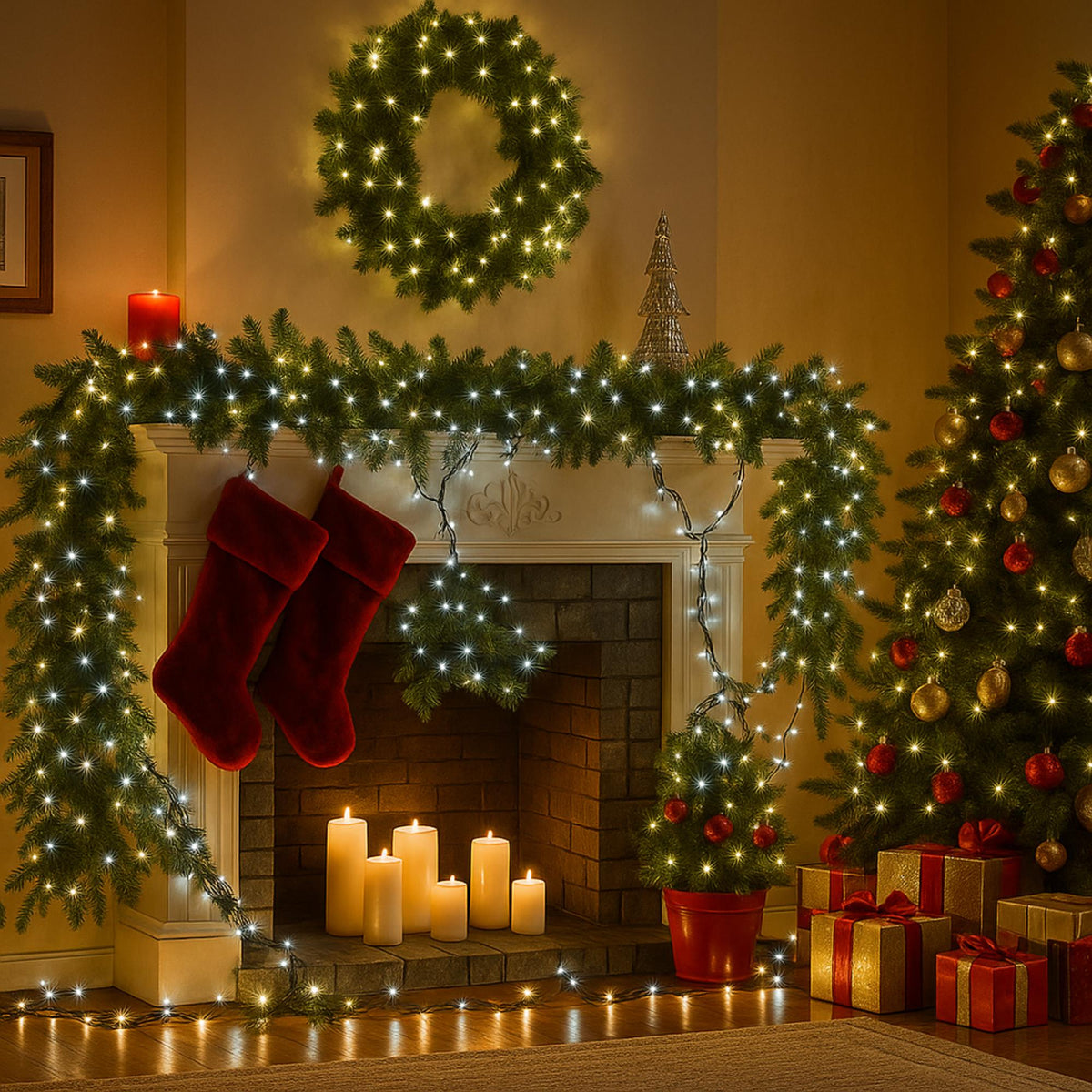 Luces navideñas 1000 LEDs blanco frío 8 juegos de luz 20m (6)