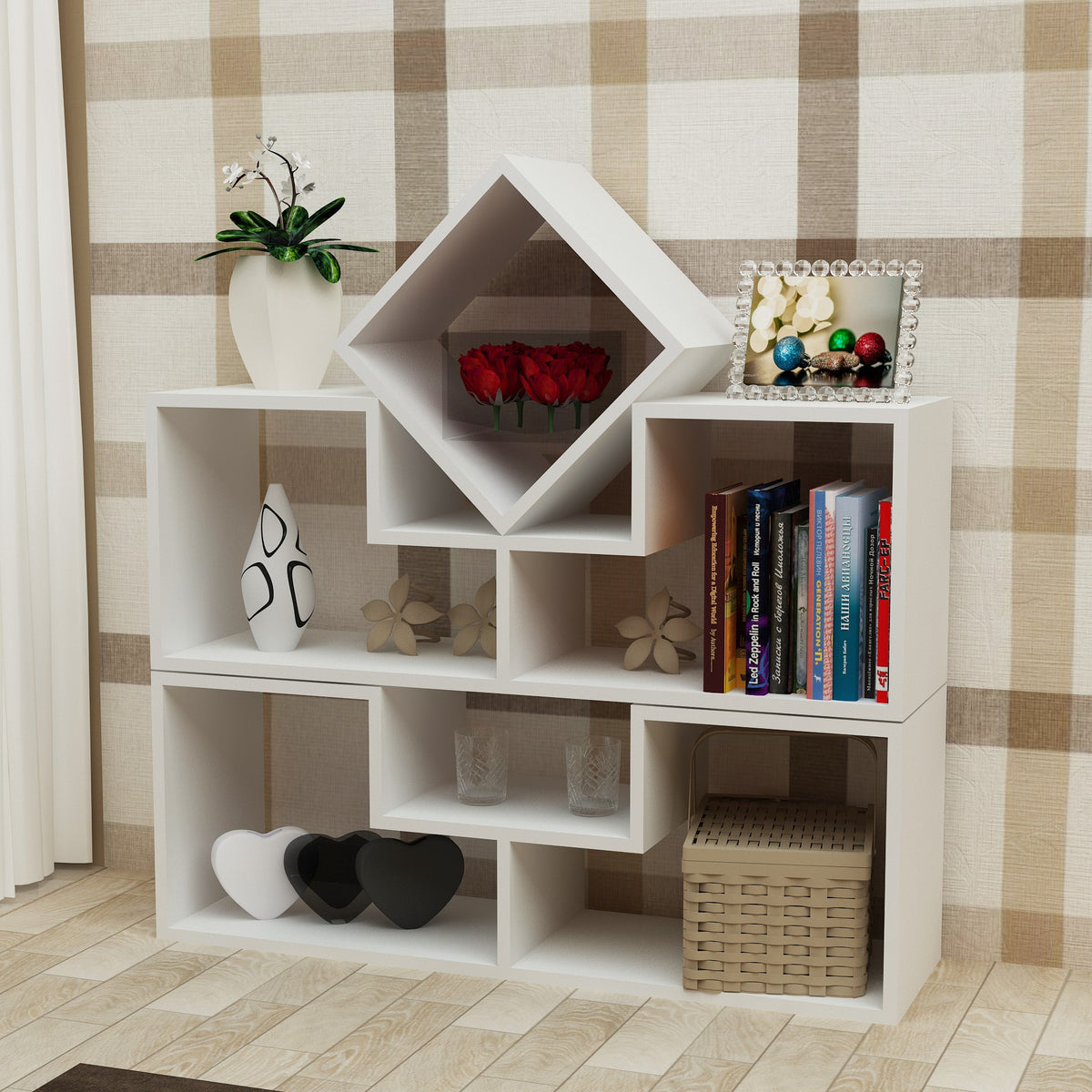 Librería melamina blanca 105x76,4x29,5 cm (7)