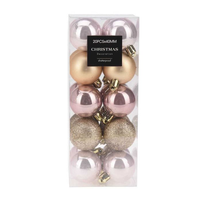 20 bolas de Navidad Ø4cm mate y brillo color champagne