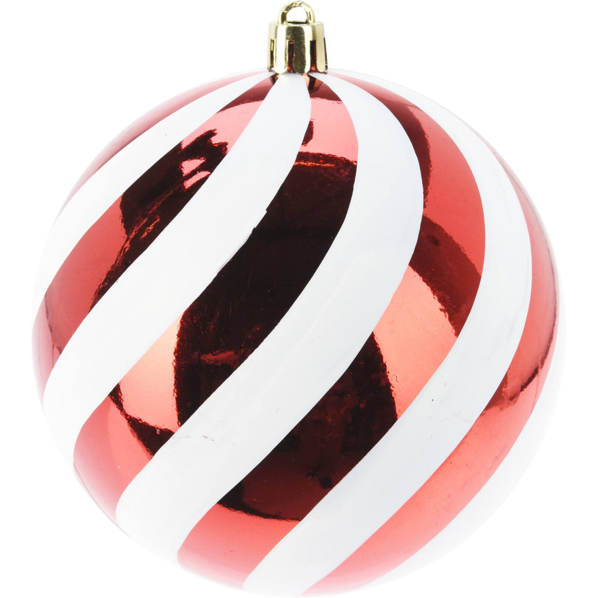 Bola de Navidad a rayas roja Ø18cm acabado brillante