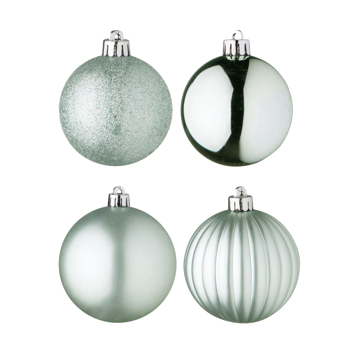 100 bolas de Navidad color verde en tubo PET diseños variados