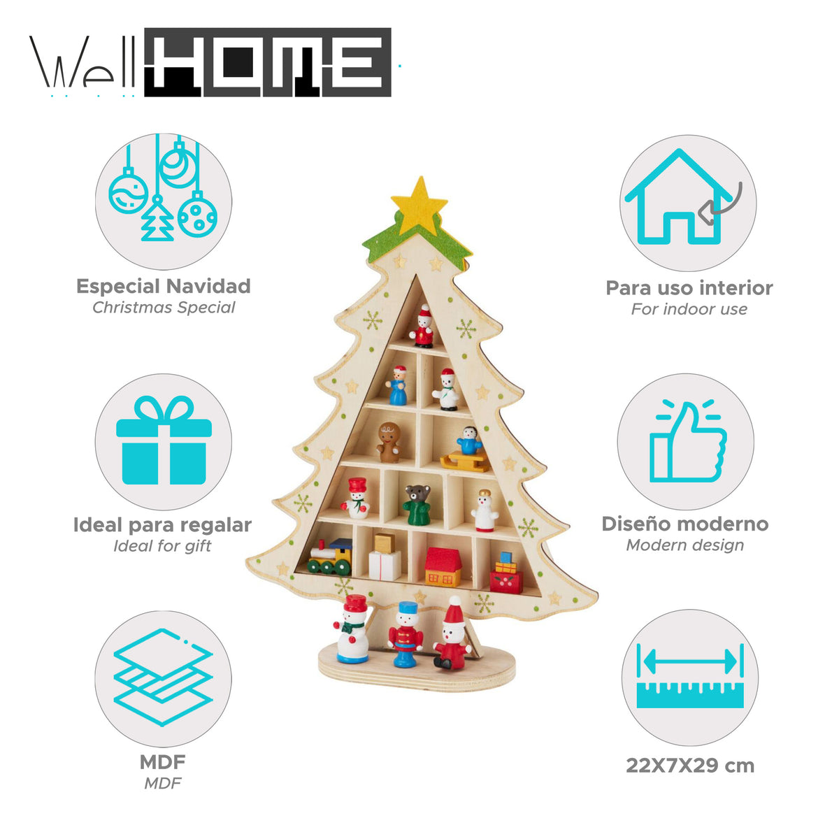Figurita árbol de Navidad en MDF color natural H.29cm (2)