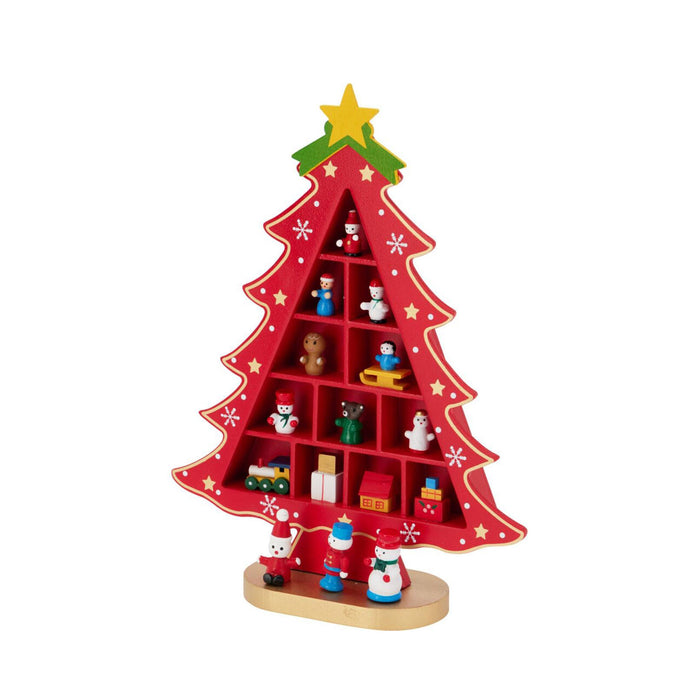 Figurita árbol de Navidad en MDF color rojo H.29cm