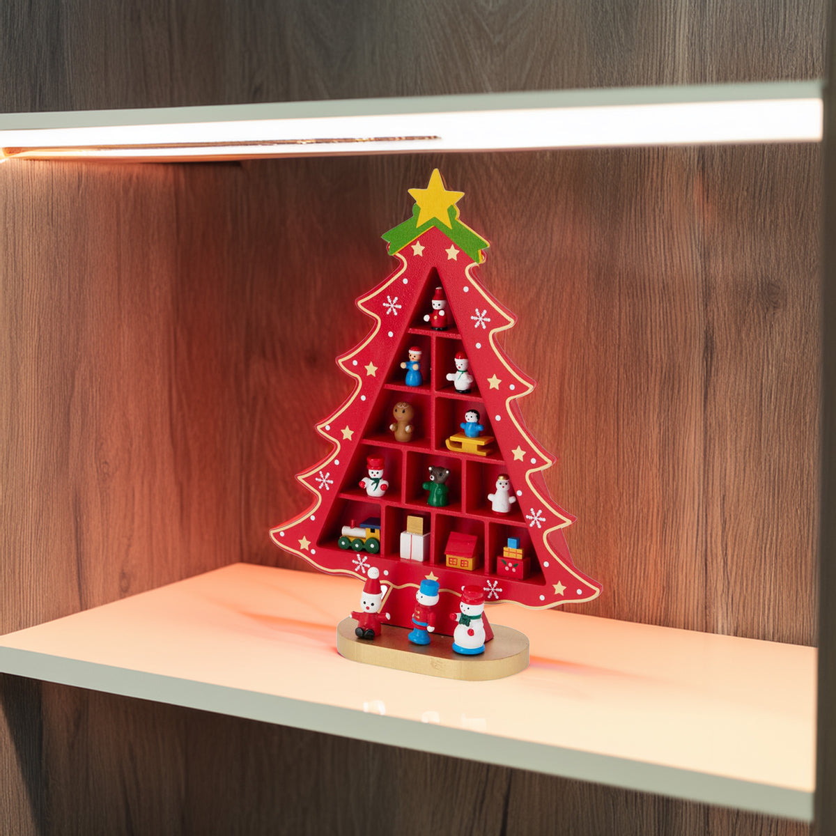 Figurita árbol de Navidad en MDF color rojo H.29cm (3)