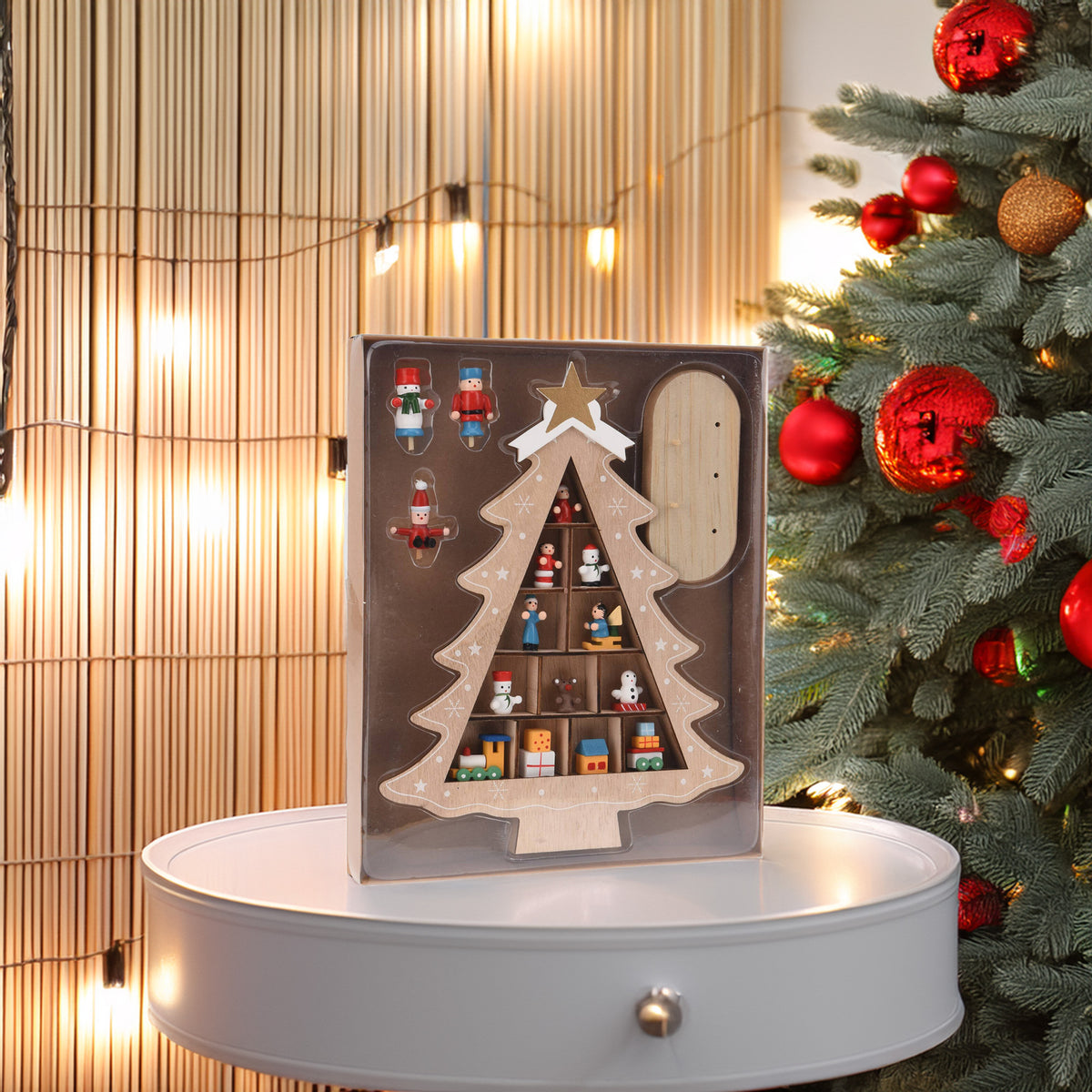 Árbol de madera con decoración colgante color natural H.30,5cm (3)