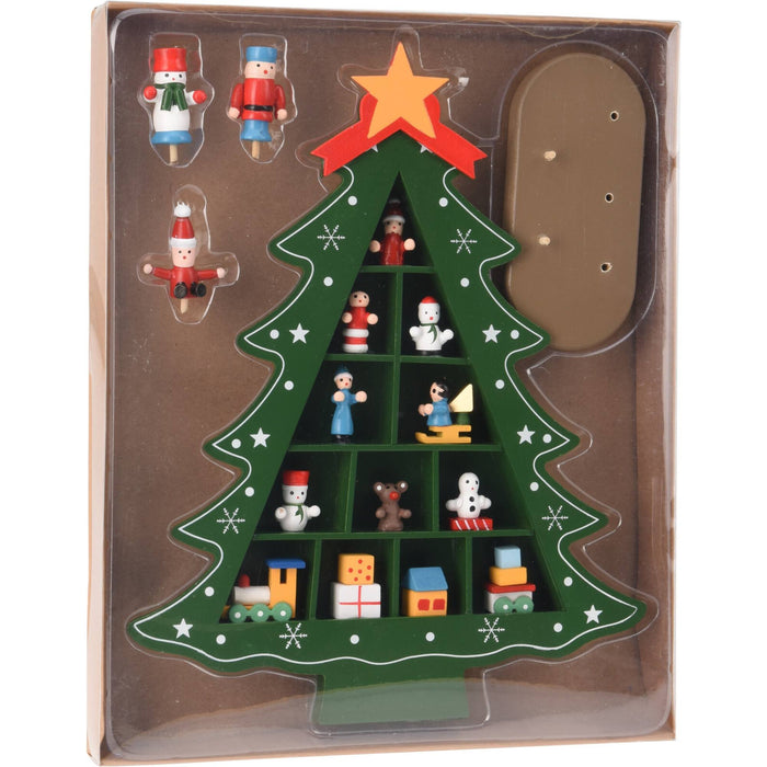 Árbol de madera con decoración colgante color verde H.30,5cm