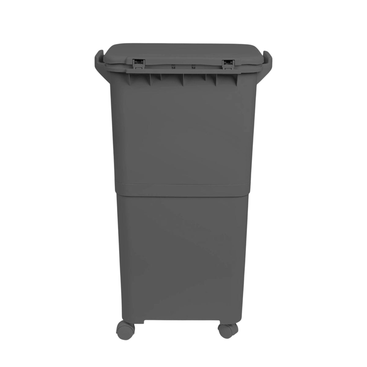 Papelera reciclaje 2 compartimentos pedal y ruedas 38L negro (10)