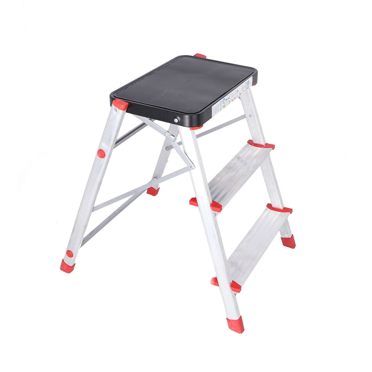 Escalera 3 peldaños aluminio plegable antideslizante color gris