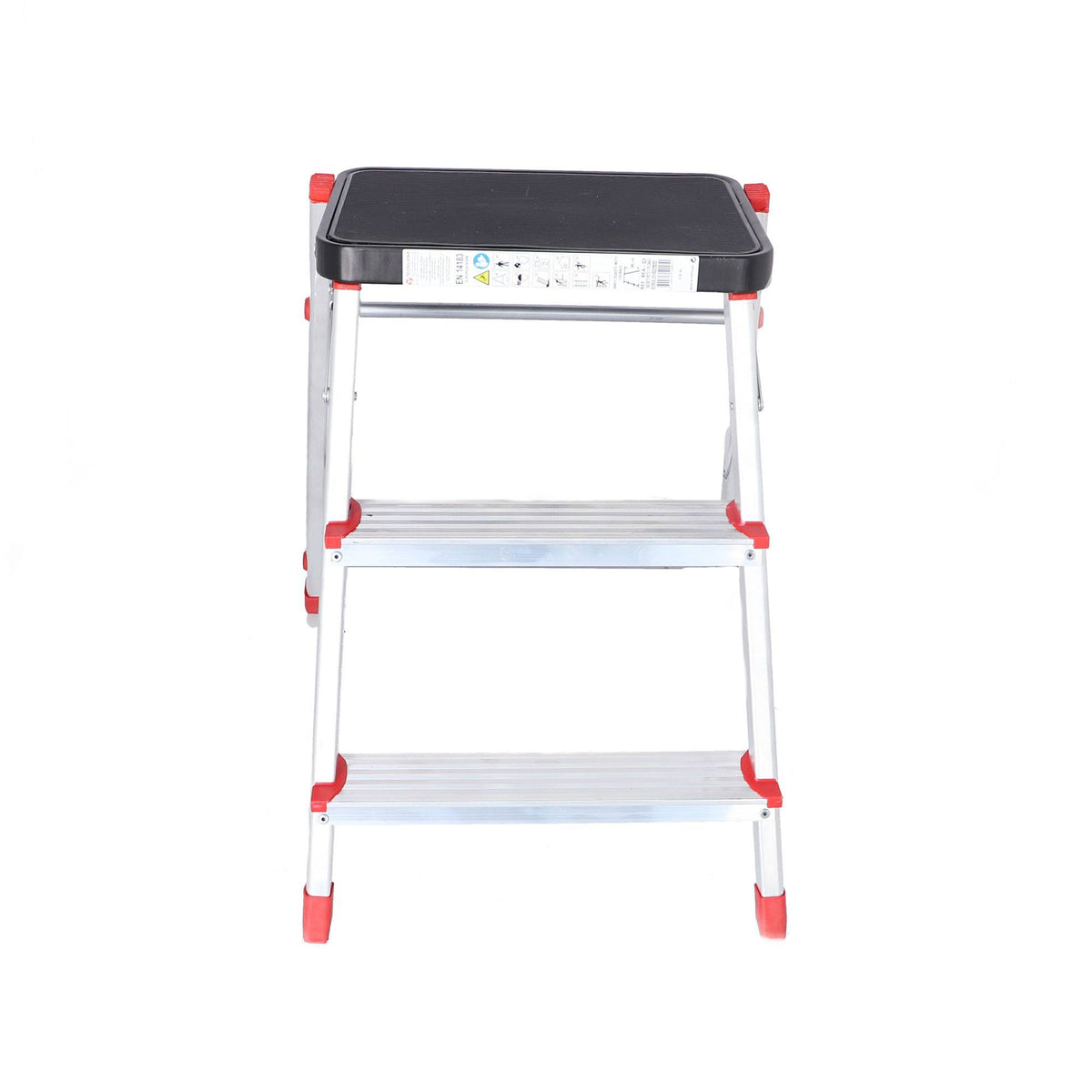 Escalera 3 peldaños aluminio plegable antideslizante color gris (5)