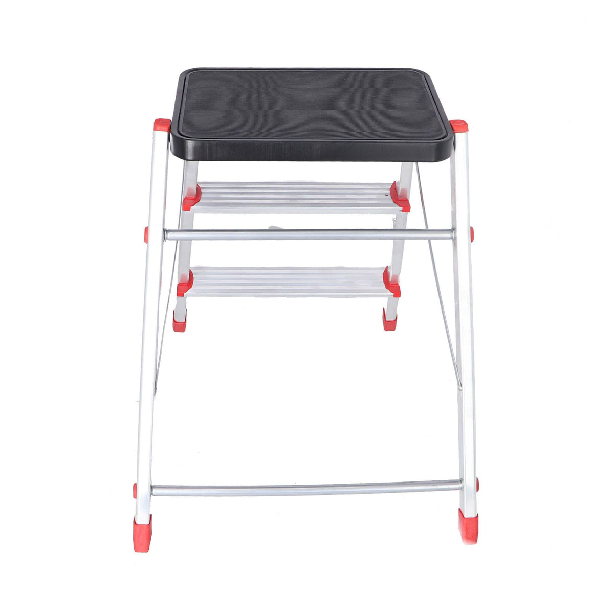 Escalera 3 peldaños aluminio plegable antideslizante color gris (7)