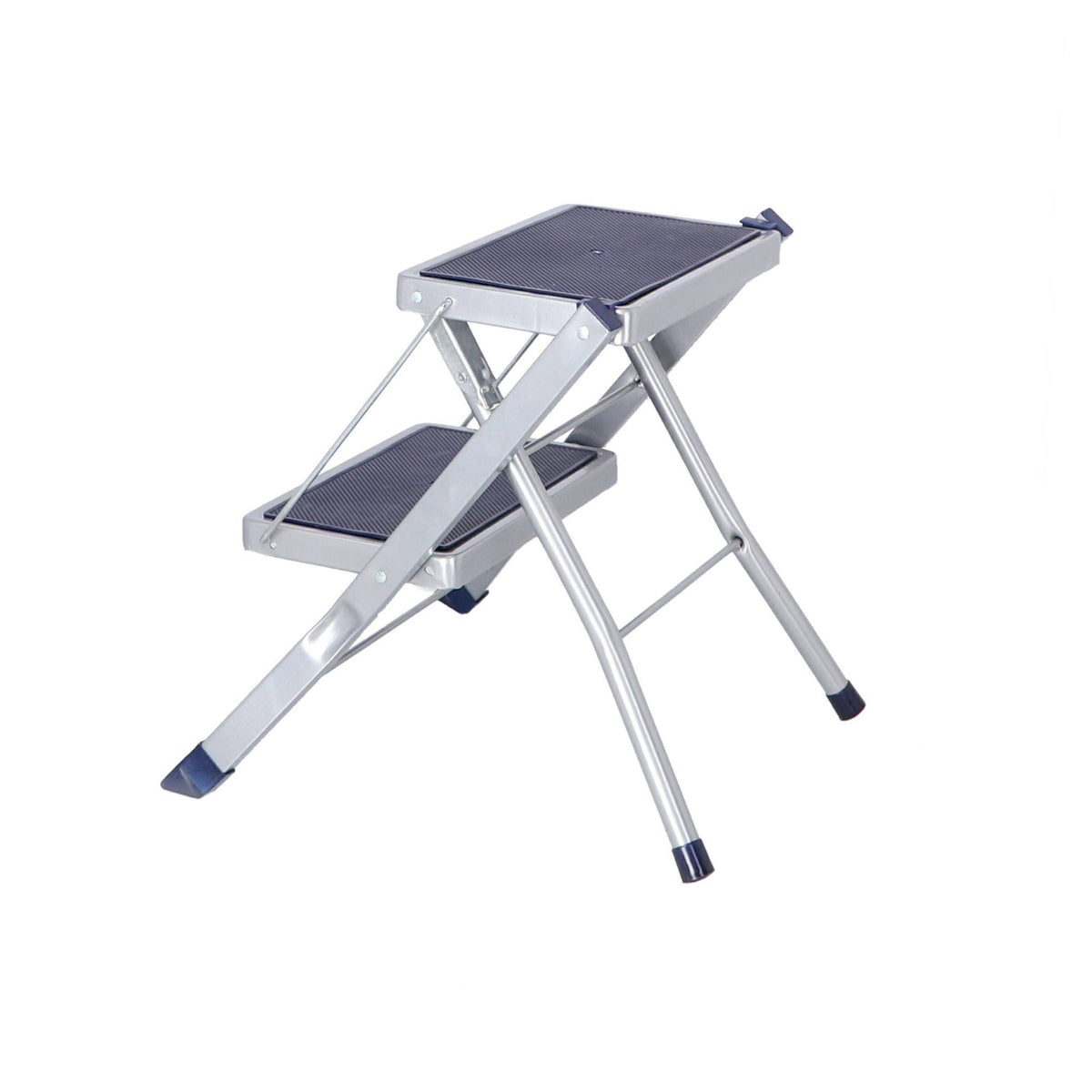 Escalín 2 peldaños plegable con goma antideslizante color gris (3)
