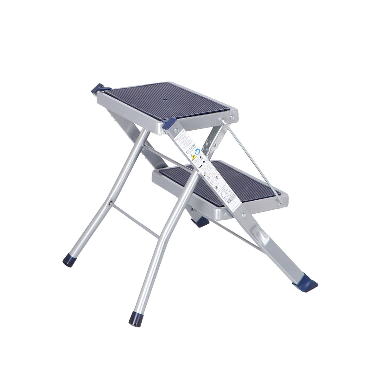 Escalín 2 peldaños plegable con goma antideslizante color gris (5)