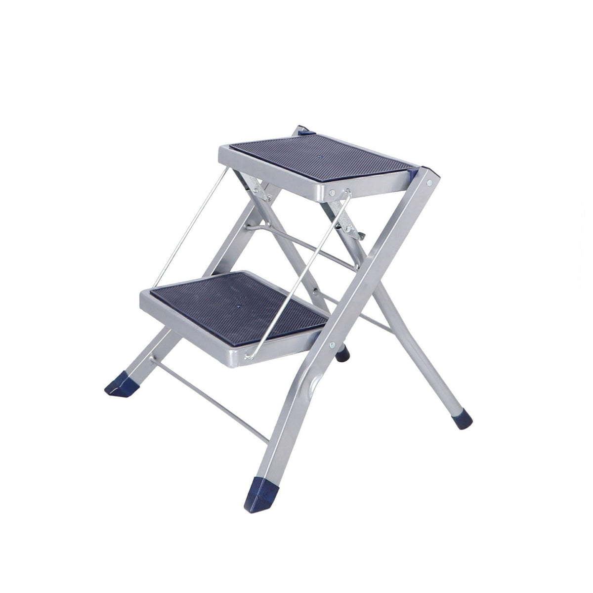 Escalín 2 peldaños plegable con goma antideslizante color gris (8)
