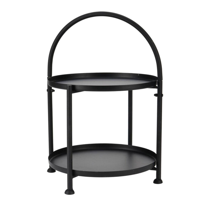 Mesa auxiliar 2 alturas de hierro negro mate Ø34x45,5cm