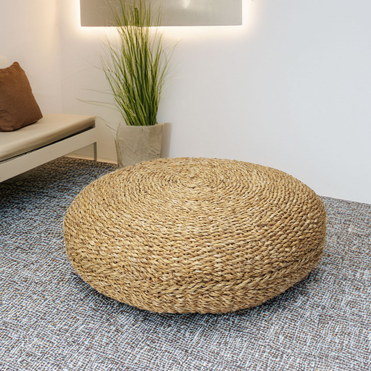 Puf redondo algodón beige Ø58x20cm (4)