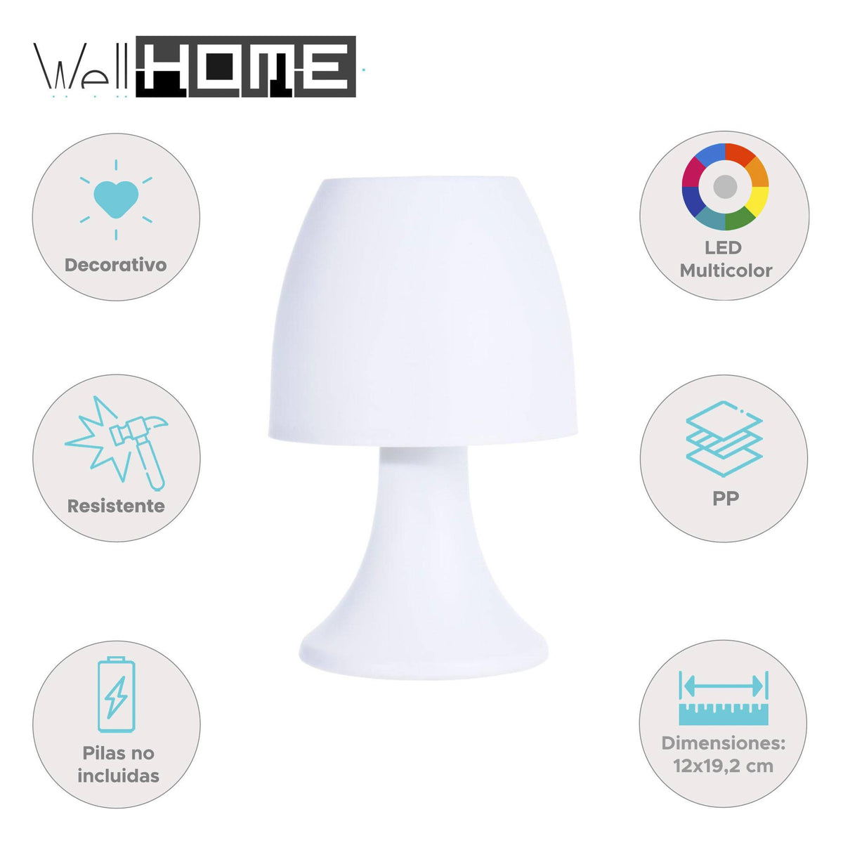 Lámpara de mesa LED con bombilla RGB 12x19 cm (2)
