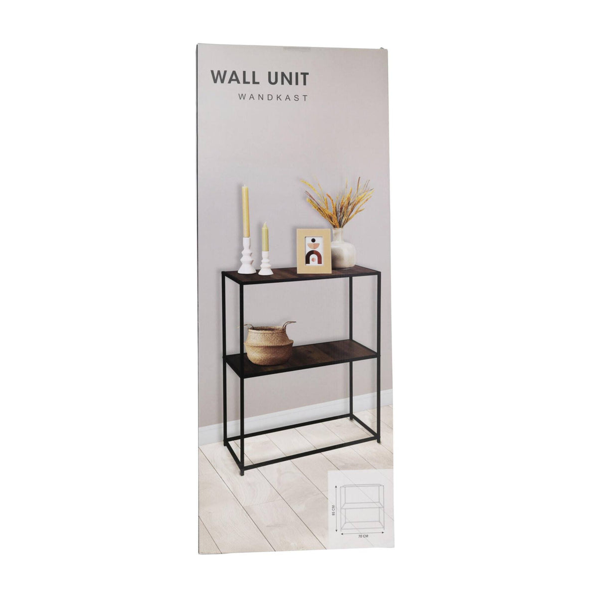 Mesa auxiliar de hierro con estantes de MDF 70x31x85cm (5)