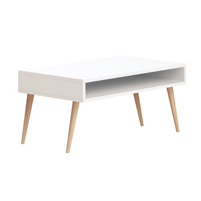 Mesa de centro 2 niveles melamina blanca 80x45x53,6cm