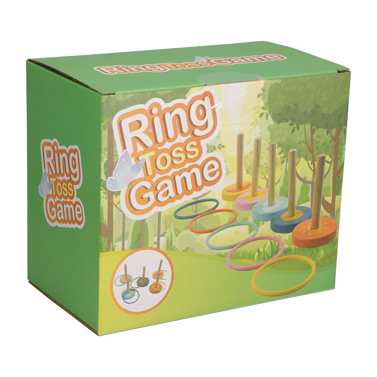 Juego de lanzamiento del anillo madera 5 soportes y 5 anillos (10)