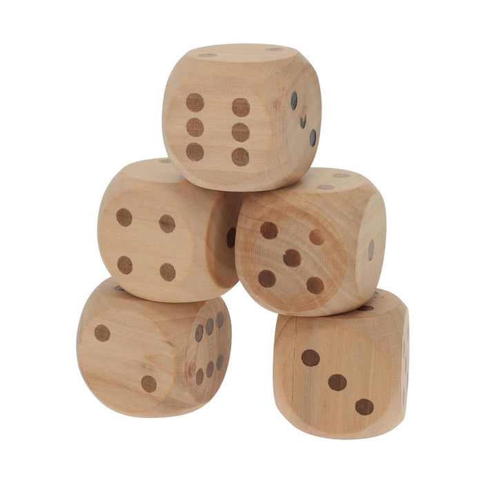 Juego 5 dados XL en madera 5,5x5,5x5,5cm