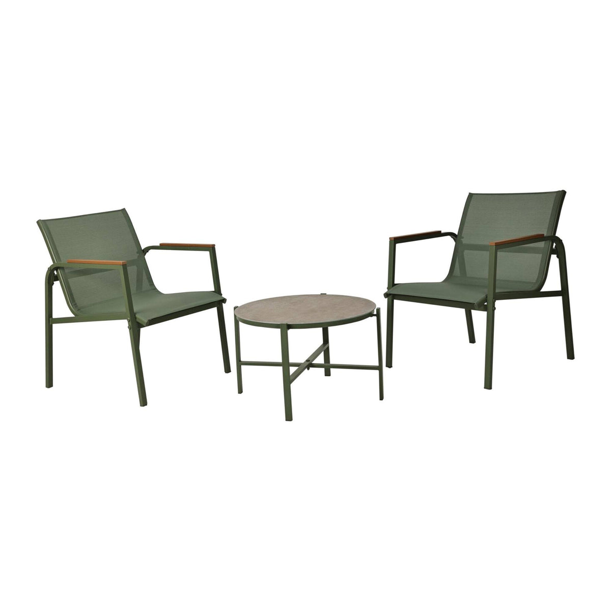 Conjunto muebles jardín 3 pzs color verde acero galvanizado