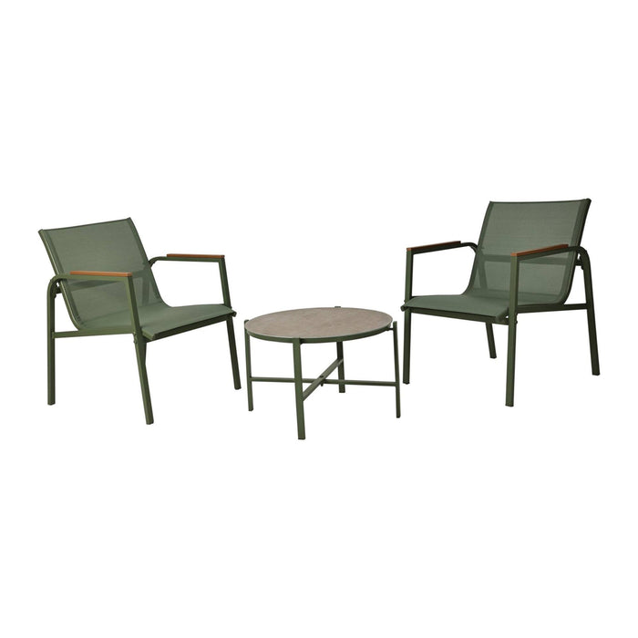 Conjunto muebles jardín 3 pzs color verde acero galvanizado