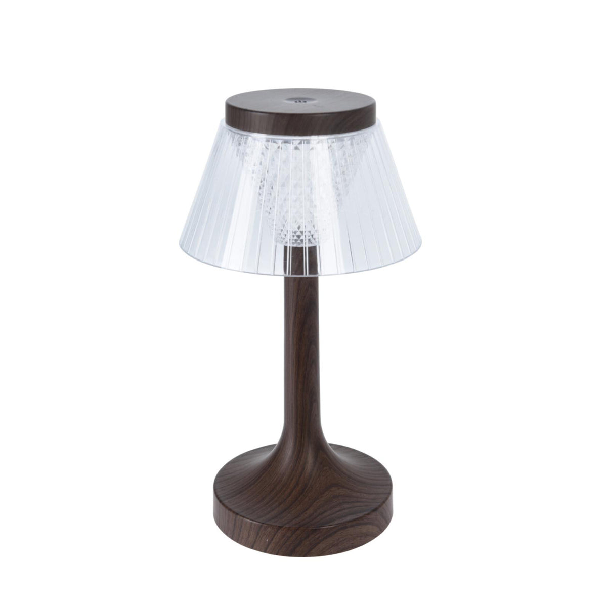Lámpara de mesa LED efecto madera recargable 15x27 cm