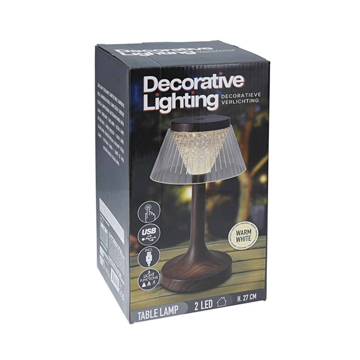 Lámpara de mesa LED efecto madera recargable 15x27 cm (5)