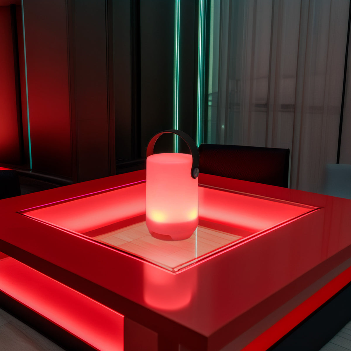 Lámpara de mesa recargable RGB control remoto 4 modos 11x15 cm (3)
