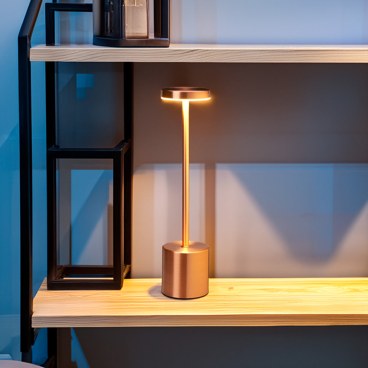 Lámpara de mesa LED cobre 24 luces 3 modos iluminación Ø8x34cm (4)