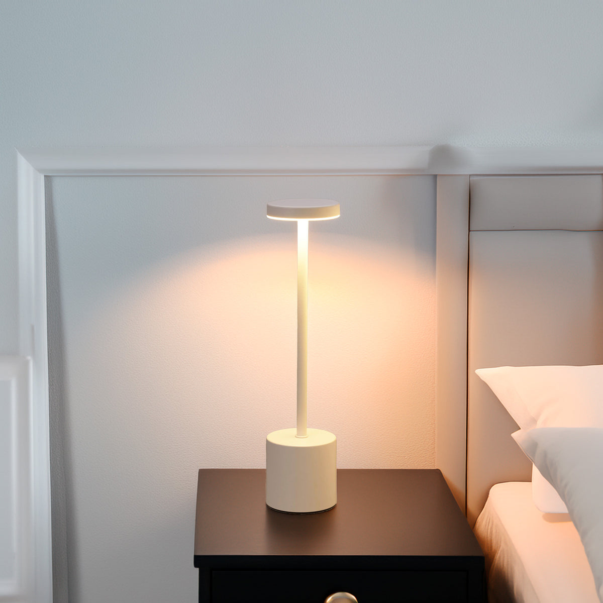 Lámpara de mesa LED blanca 24 luces 3 modos iluminación Ø8x34cm (3)