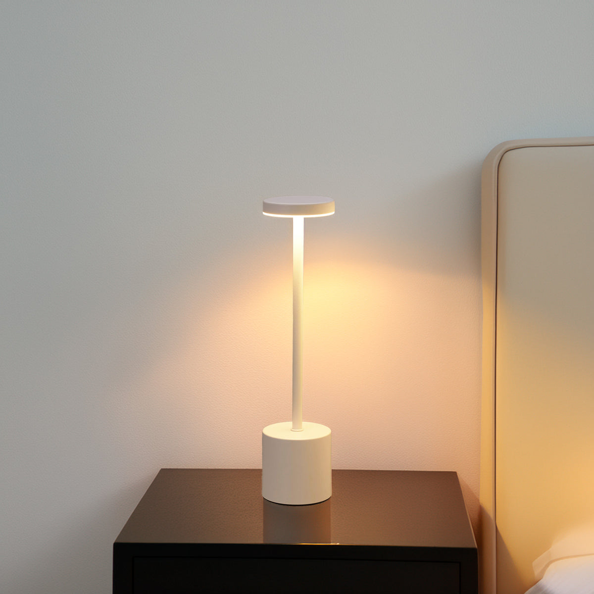 Lámpara de mesa LED blanca 24 luces 3 modos iluminación Ø8x34cm (4)