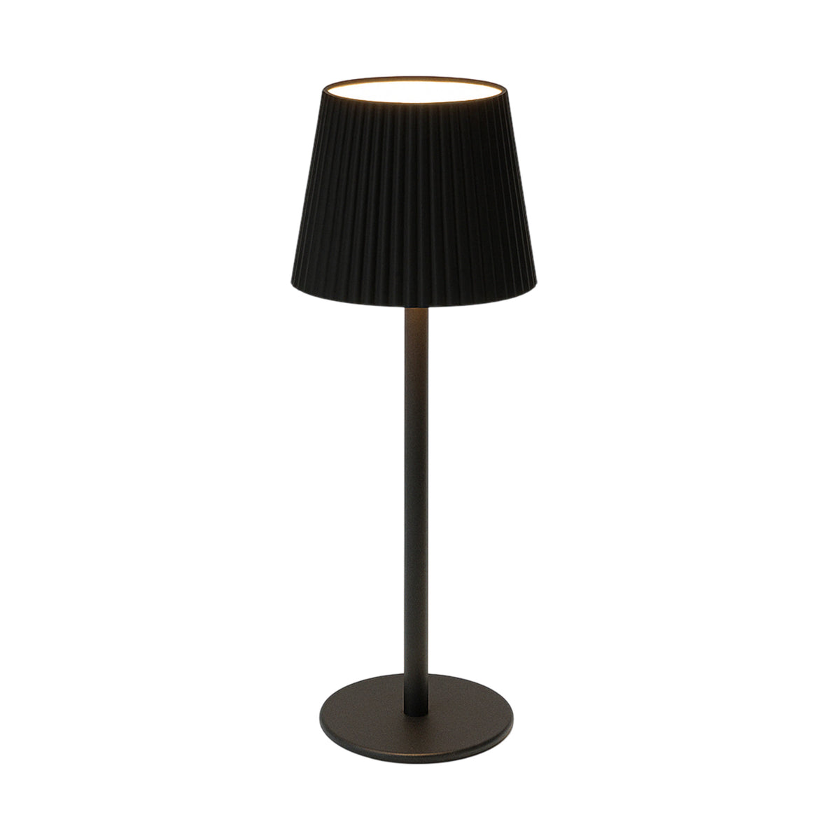 Lámpara de mesa LED recargable negra 4 niveles brillo Ø10,5x36cm