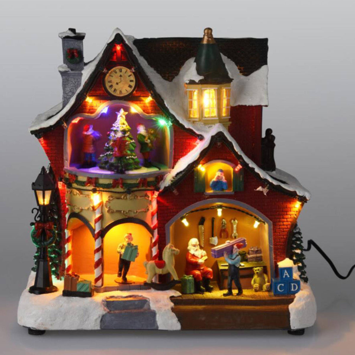 Decoración navideña taller Papá Noel 31 LED con música 26x16x27cm (5)
